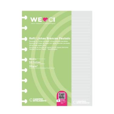 Imagem de Refil Pautado Linhas Brancas 90g Caderno Inteligente Médio 50 Fls Cirm