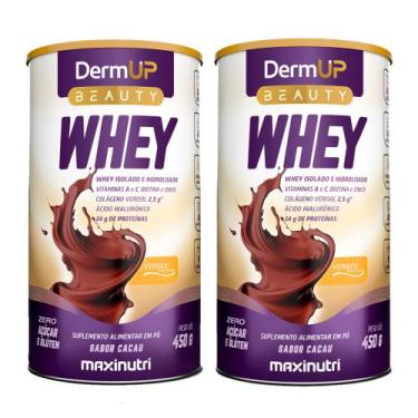 Imagem de Kit 2 DermUp Beauty Whey Sabor Cacau 450g Maxinutri