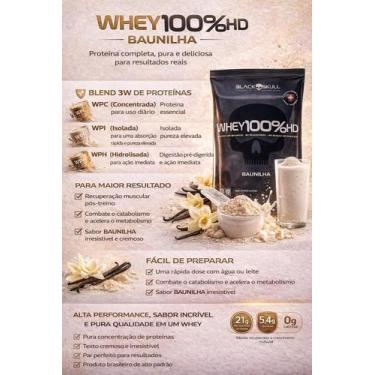 Imagem de Refil Whey 100 HD Black Skull baunilha 900g, Baunilha