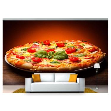 Imagem de Papel De Parede Pizza Marguerita Queijo 3D Al58