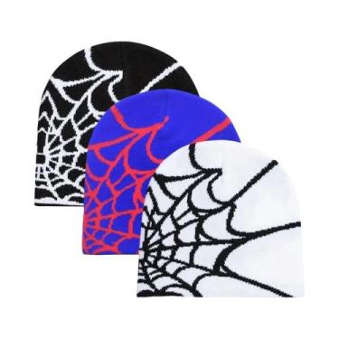 Imagem de Chapéus Femininos De Malha Com Teia De Aranha Y2K, Pacote Com 3, Elást
