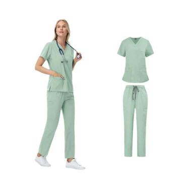 Imagem de Uniforme De Enfermeira Unissex Em 2 Peças Com Calças Retas E Bolsos, R