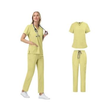 Imagem de Uniforme De Enfermeira Unissex Em 2 Peças Com Calças Retas E Bolsos, R