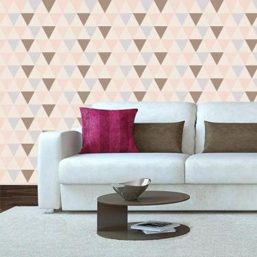 Imagem de Papel Parede Triangulo Geométrico Rosa Azul Marrom Adesivo