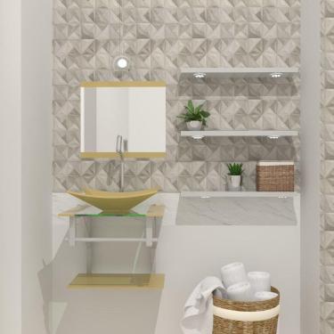 Imagem de Gabinete De Vidro 45Cm Ac Com Cuba Retangular - Champanhe