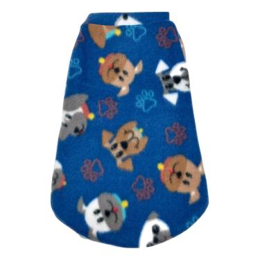 Imagem de Roupa capa soft para cachorro azul com estampada  tamanho P
