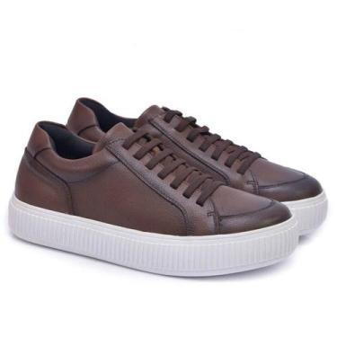 Imagem de Tênis Casual Ferrara Malibu 100% Couro Legítimo Masculino, Marrom, 40