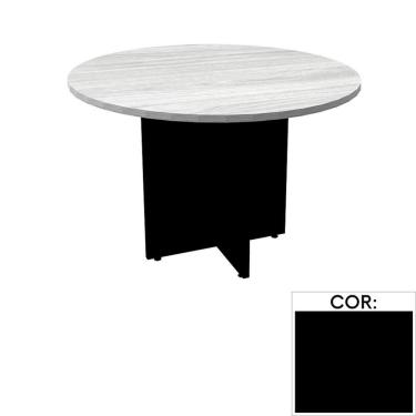 Imagem de Mesa De Reunião Redonda 110 X 110 Cm Pé Painel Pe25 Em Mdp Preta Com Base Preta