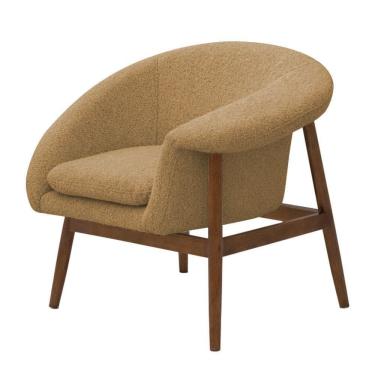 Imagem de Poltrona Decorativa Yumi Base Madeira Braço Esquerdo Bouclé Camel - Nexta Casa