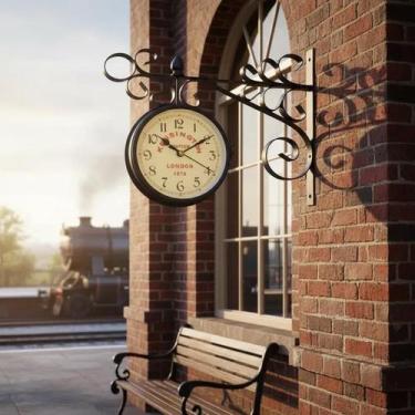 Imagem de Relógio de Parede Dois Lados de Ferro Retrô London Vintage - Yeet