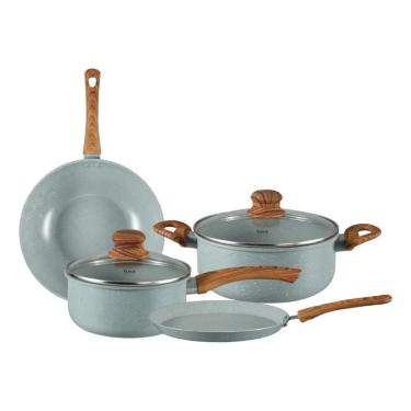 Imagem de Jogo De Panelas 4 Peças De Indução Wok Ecoglide Marble