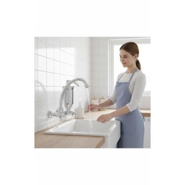 Imagem de Torneira Cozinha Parede 1/4 Volta C/ Filtro Prateada - Congratulations