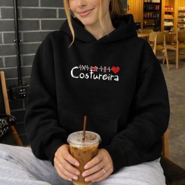 Imagem de Moletom Canguru Estampado Costureira 1324 Agulha Linha Amor Profissão 