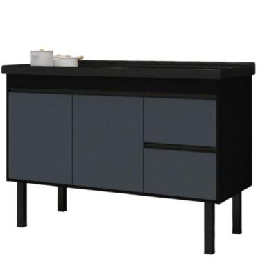 Imagem de Gabinete Preto E Cinza Para Cozinha Color Em Madeira Mdf De 1,14 Metro