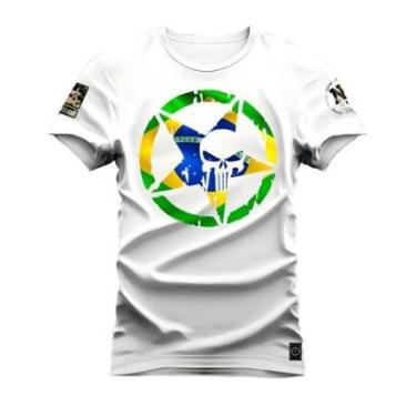 Imagem de Camiseta Plus Size Estampada Algodão Unissex Brasão Brasil-Unissex