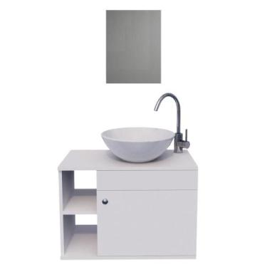 Imagem de Gabinete para Banheiro 60cm Lavabo Armário com Nicho Suspenso Madeira 