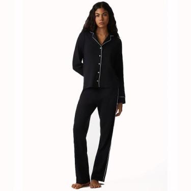 Imagem de Pijama Longo Feminino Americano Botões Hering - Preto, Preto, M