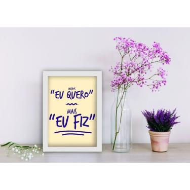 Imagem de Quadro Decorativo Eu Fiz! Frases Motivacionais Retangular 20x30CM em Madeira com Vidro...