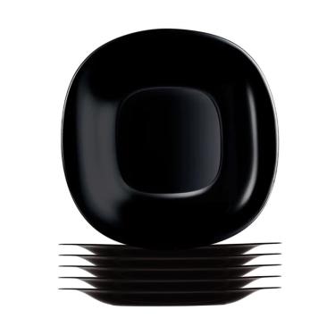 Imagem de Jogo 6 Prato Raso Preto Quadrado Square 26cm Vidro Opalino Em Casa Tem