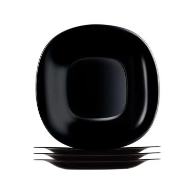 Imagem de Jogo 4 Prato Raso Preto Quadrado Square 26cm Vidro Opalino Em Casa Tem