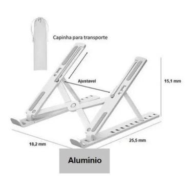 Imagem de Base Suporte Alumínio Portátil Mesa Para Pc Notebook Cor Prateado - 9H