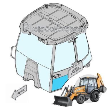Imagem de Vidro Inferior da Porta Esquerda para Retroescavadeira Case 580N - Vid