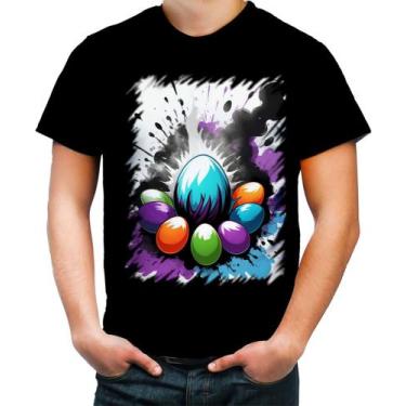 Imagem de Camiseta Colorida de Ovos de Páscoa Artísticos 3 - Kasubeck Store®, IN