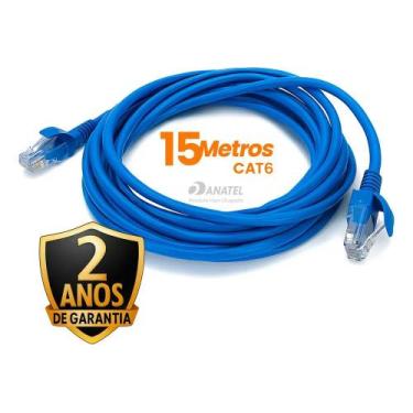 Imagem de Cabo De Rede 15 Metros 15m Lan Internet Crimpado Rj45 Cat6 A - Congrat