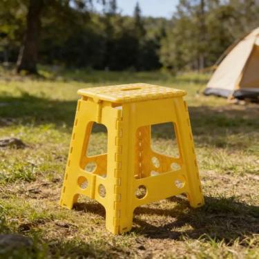 Imagem de Banqueta Dobrável Portátil 45cm Plástico Resistente Camping Cozinha Do