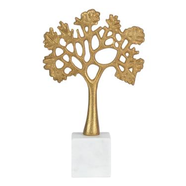 Imagem de Escultura Decorativa Árvore em Mármore e Metal Dourado 32,5cm 21922 Mart
