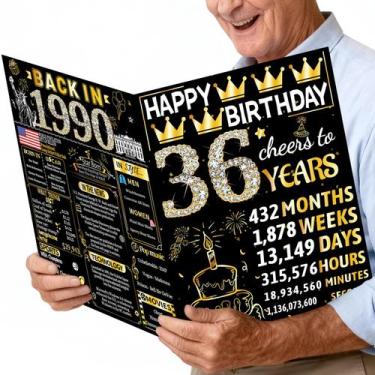 Imagem de Cartão de Aniversário Joycard 36º Jumbo 20x25cm com Envelope