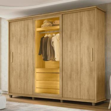 Imagem de Guarda-roupa Casal 3 Portas de Correr 1 Porta com Vidro Reflecta com L