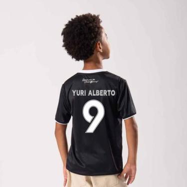 Imagem de Camisa Corinthians Corinto Juvenil Preta 9 Yuri Alberto - Braziline, 8