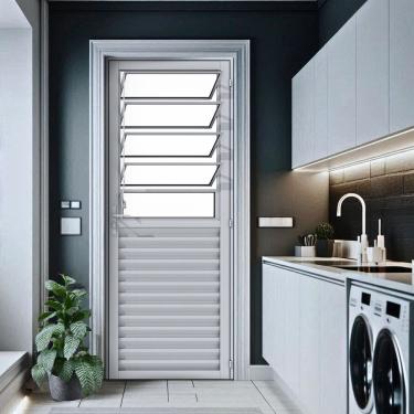 Imagem de Porta de Aluminio Laminada Basculante 210x85cm Giro Branco