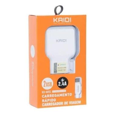 Imagem de Kd-605s Carregador2 Entradas Usb E Cabo Micro - KAIDI, Branco