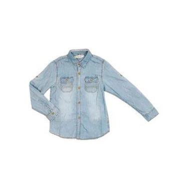 Imagem de Camisa Infantil Menino Jeans - kiki & Mily, Jeans azul claro, 3