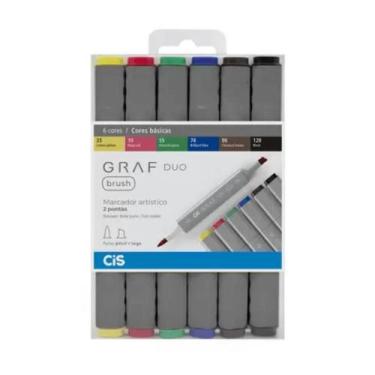 Imagem de Marcador Cis Graf Duo Brush Cores Básicas 06 Cores