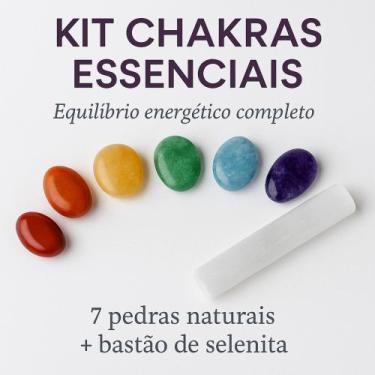 Imagem de Kit 7 Chakras com Pedras Naturais 16 mm + Selenita 32 mm  Cristais par