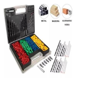 Imagem de Jogo 300 brocas bits pontas philips fenda buchas colorida kit furadeir
