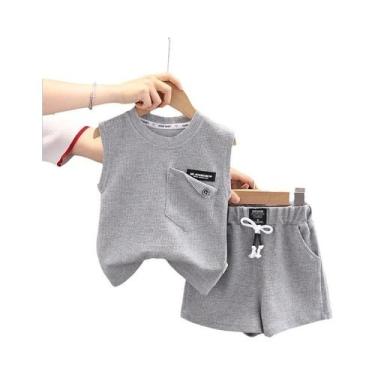 Imagem de Conjunto De Verão Para Bebês Meninos 2 Peças: Colete E Shorts Sólidos,