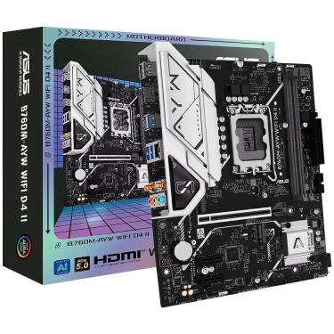 Imagem de Placa Mãe Asus B760M-AYW Wi-Fi D4 II Socket LGA 1700 DDR4 Micro ATX Bluetooth 5.2 4 Slots RAM Até 128GB Preto