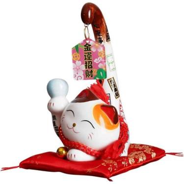 Imagem de Gato da Sorte Maneki Neko Premium Porcelana 15,5cm - Sem marca