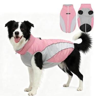 Imagem de Capa de Inverno Impermeável UNIPUP com Arnês Rosa para Cães de Porte M