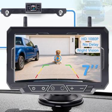 Imagem de Câmera de Ré Sem Fio LeeKooLuu 7" 1080P à Prova d'Água