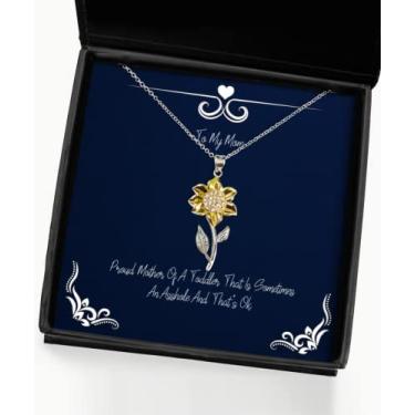 Imagem de Colar com pingente de girassol reutilizável, mãe orgulhosa de uma criança que é às vezes um assshole, presente para mãe, presentes divertidos da filha