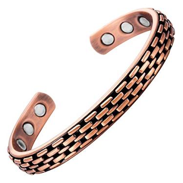 Imagem de Bracelete vintage poderoso magnético banhado a cobre puro para mulheres, pulseira fashion masculina charmosa, pulseira nova para presente