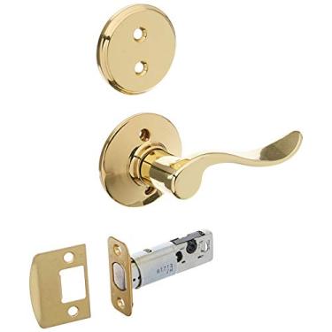 Imagem de Schlage Lock Company F59ACC605CAMLH conjunto de maçanetas interiores para canhotos com fechadura de cilindro único e rosa decorativa Camelot