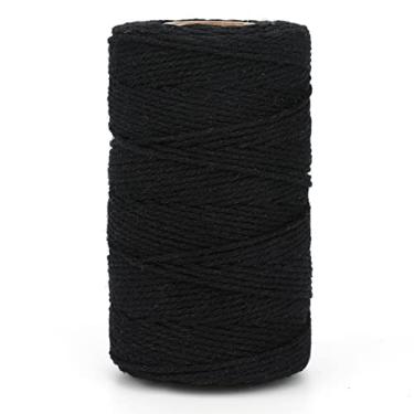 Imagem de Algodão Bakers Twine, 328 pés, 2 mm, fio de algodão branco para artesanato, presente de solteiro, artes e artesanato, decoração de casa, embalagem de presente, Preto