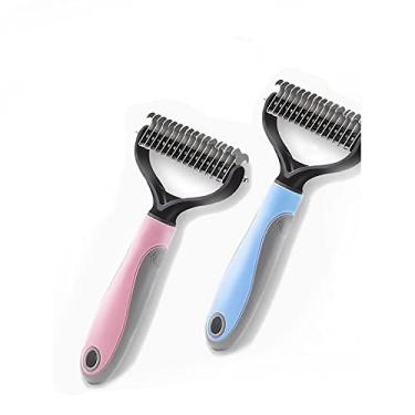 Imagem de Ancinho de subpelo para cães e gatos - Pente de dupla face para desembaraçar e remover nós - Ferramenta desmatadora de 2 faces - Escova de descamação para animais de estimação com pelos longos propensos a emaranhados - Guia Ebook