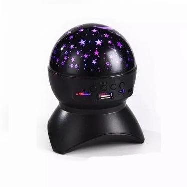 Imagem de Globo Bola Luminária Projetor Som Bluetooth Estrela 360º Teto Star Master Led Preto